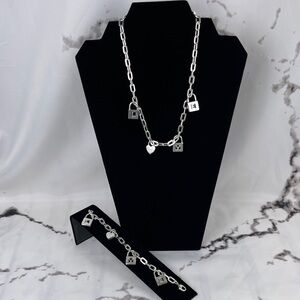 Tiffany & Co. Sterling Silver Love Charm Necklace & Bracelet Set 925 & Branded